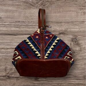Yun Art Kilim Rug and Leather convertible Backpack
